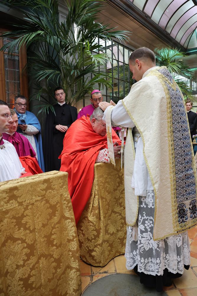 Le cardinal reçoit la première bénédiction des nouveaux prêtres