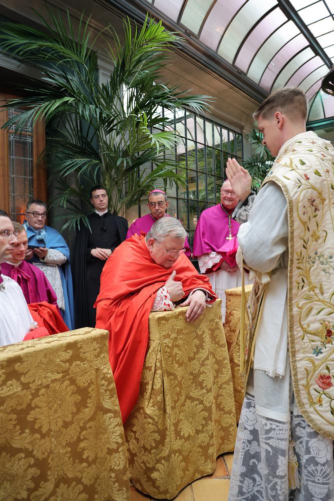 Le cardinal reçoit la première bénédiction des nouveaux prêtres