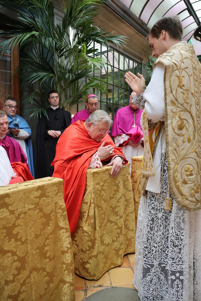 Le cardinal reçoit la première bénédiction des nouveaux prêtres